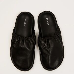 St Agni Soft Gathered Mules-Black